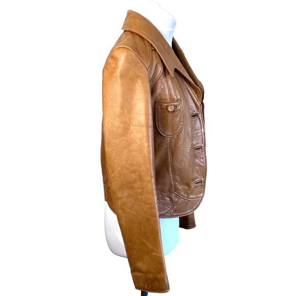 Vintage East West Tan Leather Jacket Signed Reptila Numbered 200 13 HTF Original - Picture 4 of 16